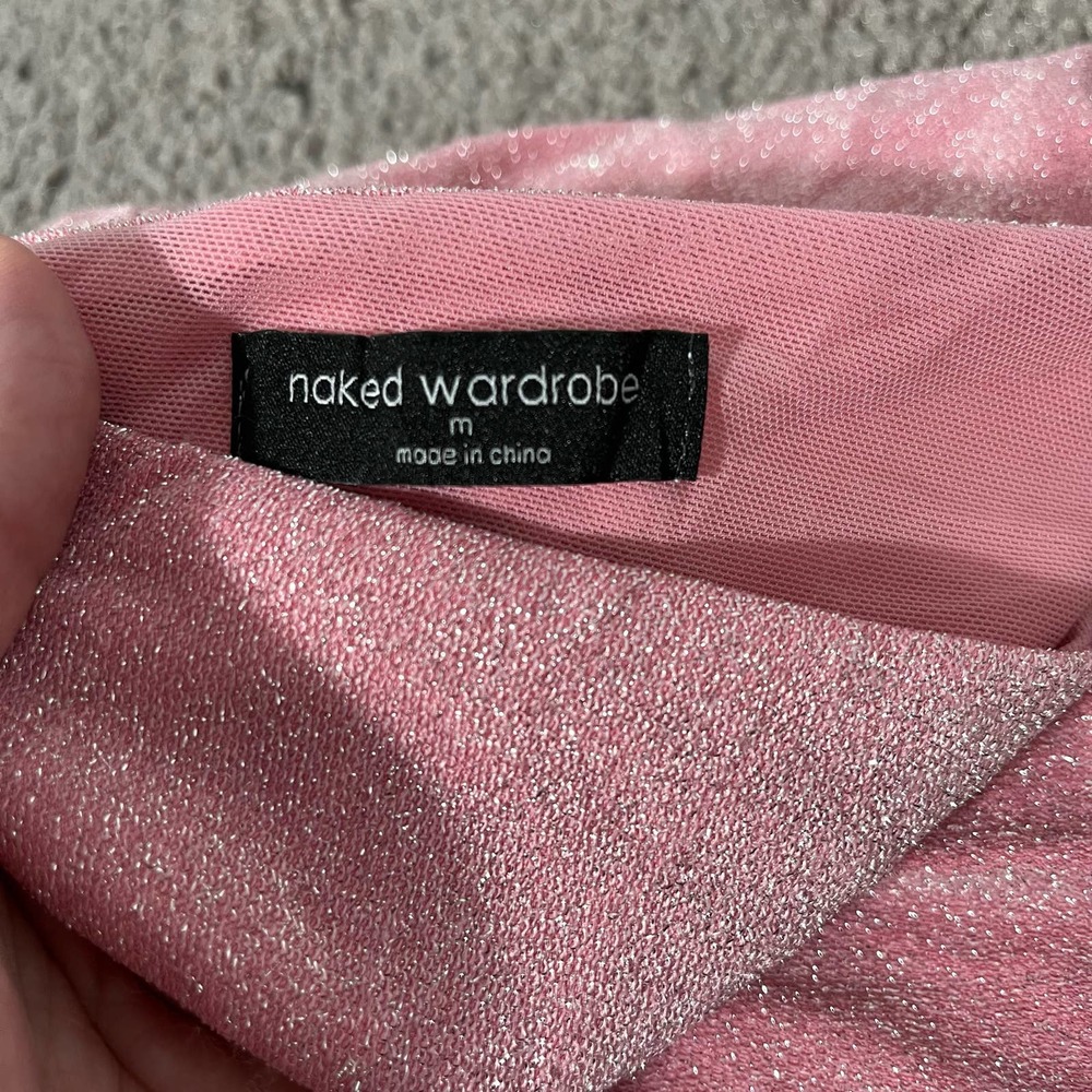 Naked Wardrobe Pink and Cream Jumpsuit Sparkle Colorblock - Picture 5 of 9